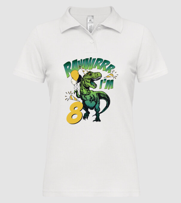 'Birthday Dinosaur rawww i''m 8' model alb pe tricou