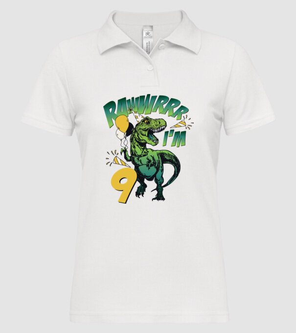'Birthday Dinosaur rawww i''m 9' model alb pe tricou