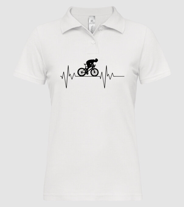 Biker Heartbeat model alb pe tricou