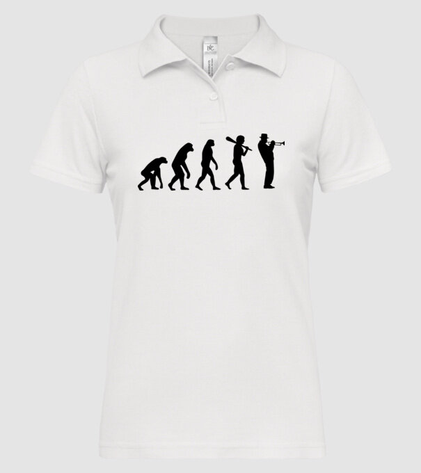 Trombitás evolúció model alb pe tricou