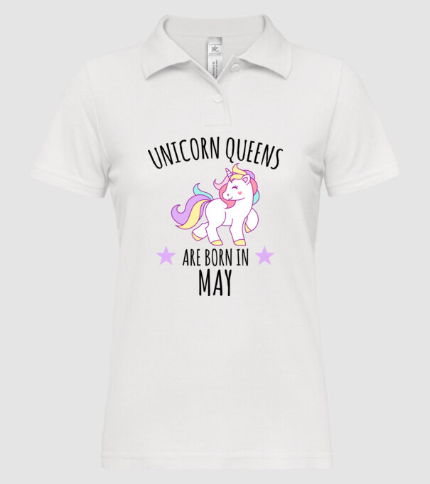 Unicorn queens are born in - May model alb pe tricou