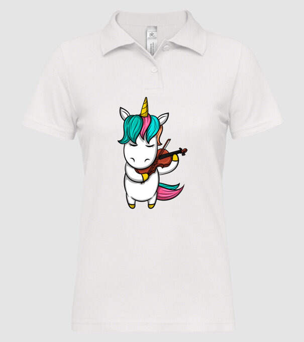 Unicorn Violin model alb pe tricou