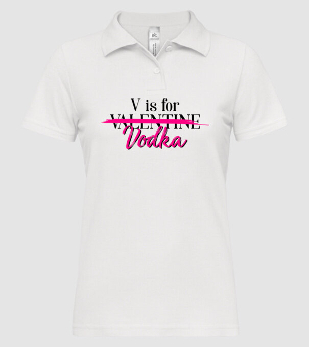V for Vodka model alb pe tricou