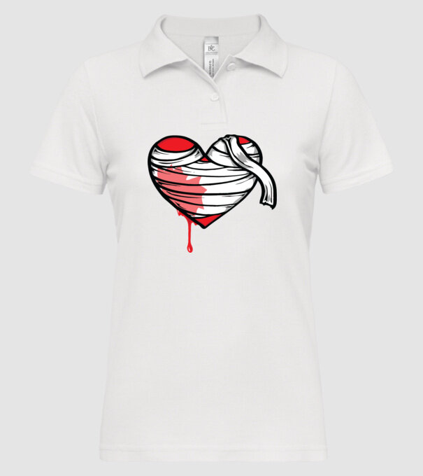 Inimă sângerândă model alb pe tricou