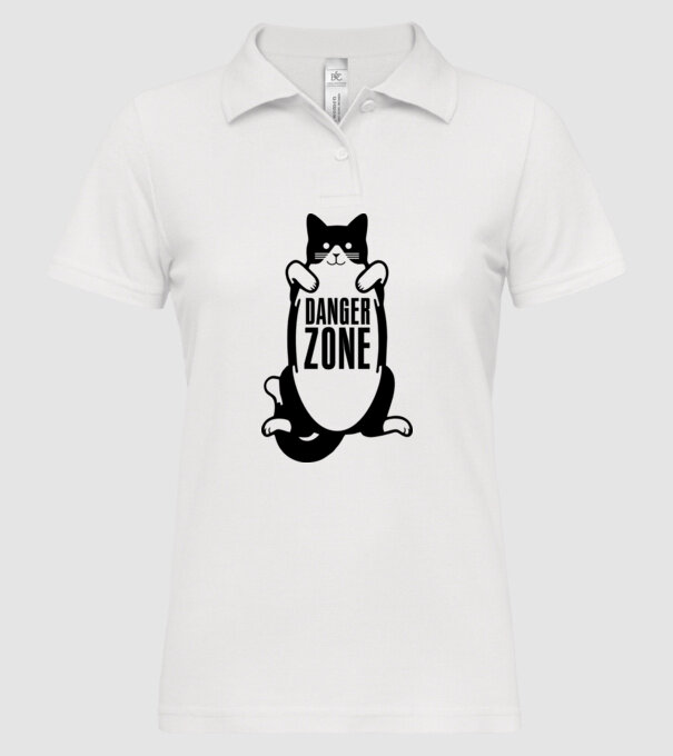 Zonă de pericol pisică model alb pe tricou