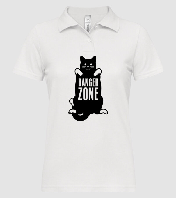 Zonă de pericol pisică model alb pe tricou