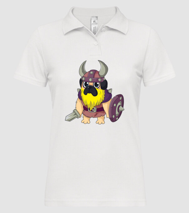Mops Viking model alb pe tricou