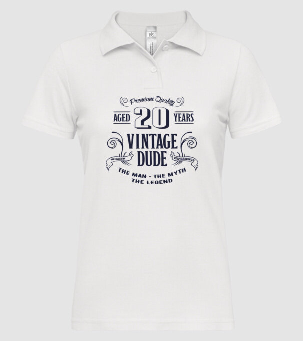 Vintage Dude - 20 model alb pe tricou
