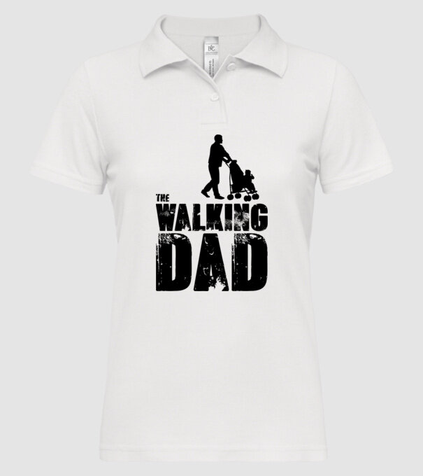 Walking dad model alb pe tricou