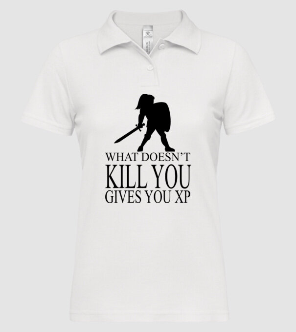 'What doesn''t kill you, gives you XP' model alb pe tricou