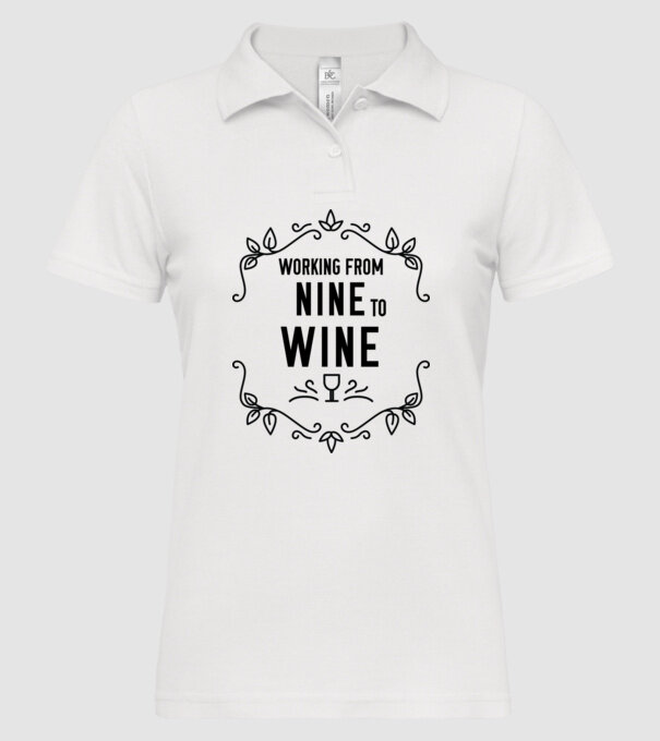 Wine tasting team Working from nine to wine model alb pe tricou