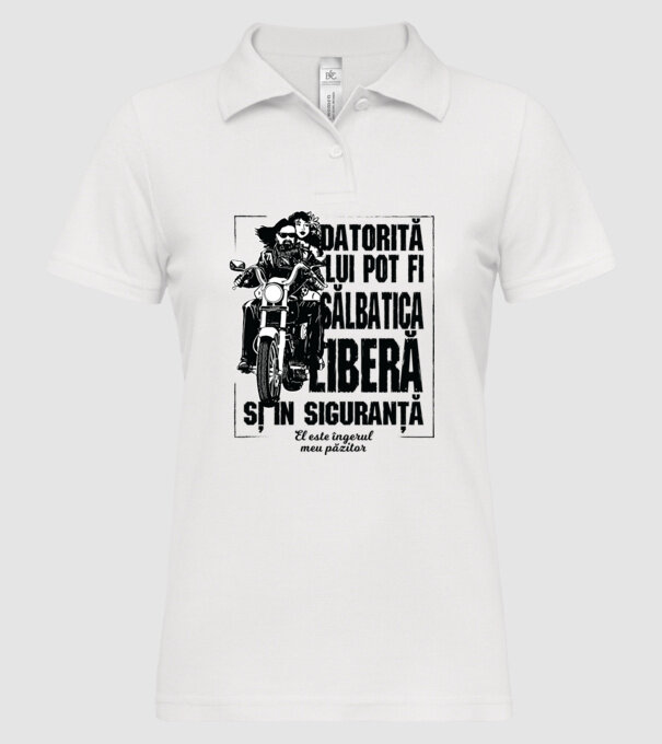 datorită lui pot fi sălbatică, liberă și în siguranță - el este îngerul meu păzitor model alb pe tricou