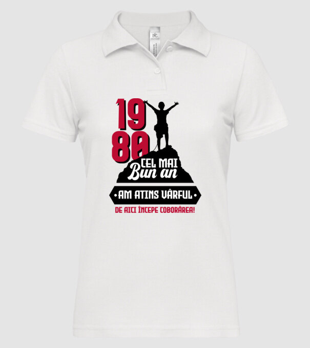 1980 cel mai bun an. Am atins vârful, de aici începe coborârea. model alb pe tricou