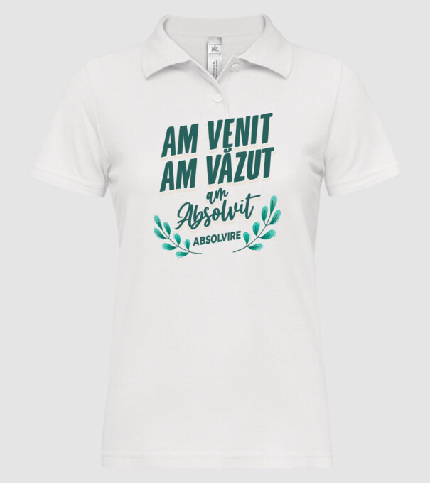 Absolvire model alb pe tricou