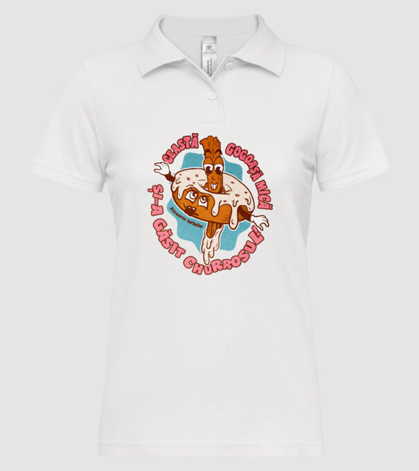 această gogoașă mică și-a găsit churrosul model alb pe tricou