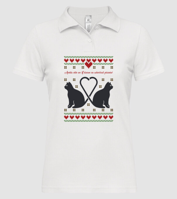 acesta este un Crăciun cu adevărat pisicesc model alb pe tricou