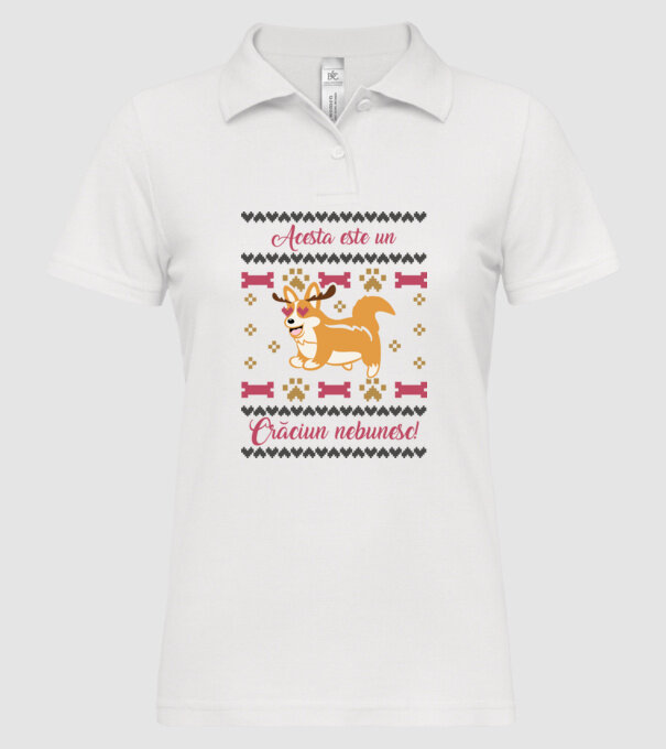 acesta este un Crăciun nebunesc model alb pe tricou