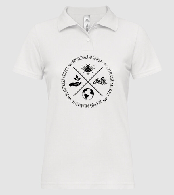 Ai grijă de Pământ model alb pe tricou