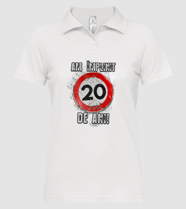 Am împlinit 20 de ani! model alb pe tricou