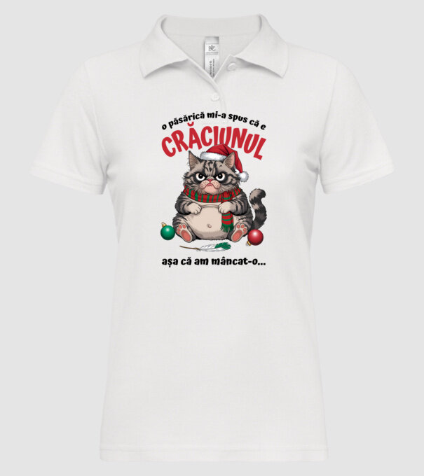 Am mâncat pasărea Crăciun pisică Alb model alb pe tricou