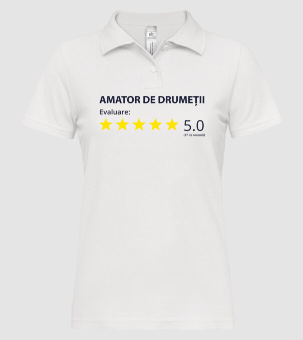 amator de drumeții evaluare model alb pe tricou