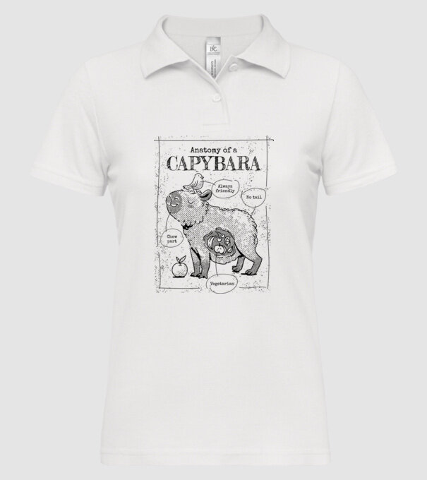 Anatomy of a Capybara model alb pe tricou