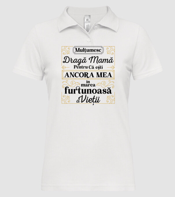Ancora mea model alb pe tricou