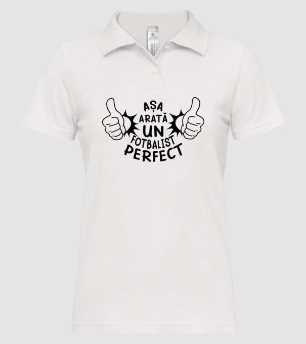 Așa arată un FOTBALIST perfect model alb pe tricou