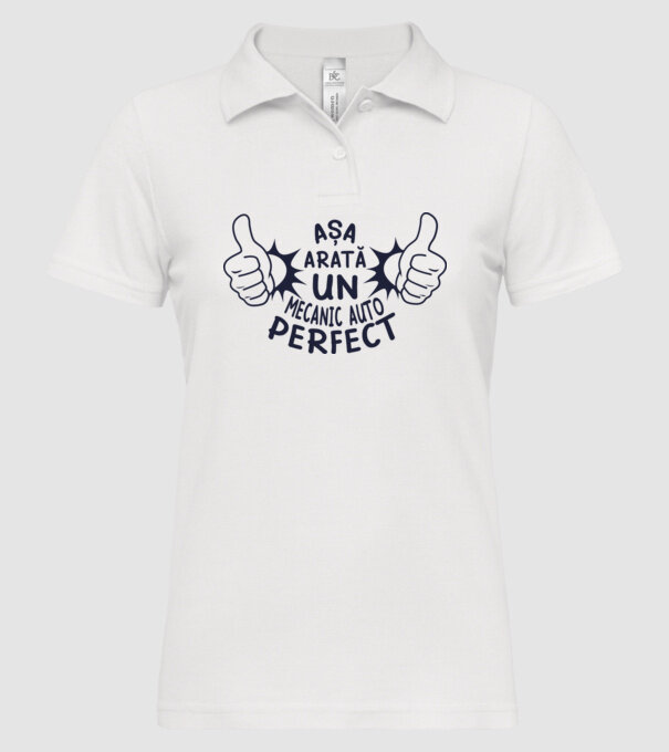 Așa arată un mecanic auto perfect model alb pe tricou