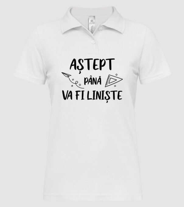 Aștept până va fi liniște model alb pe tricou