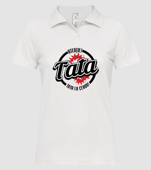 Atenție! Tata la ceaun! model alb pe tricou