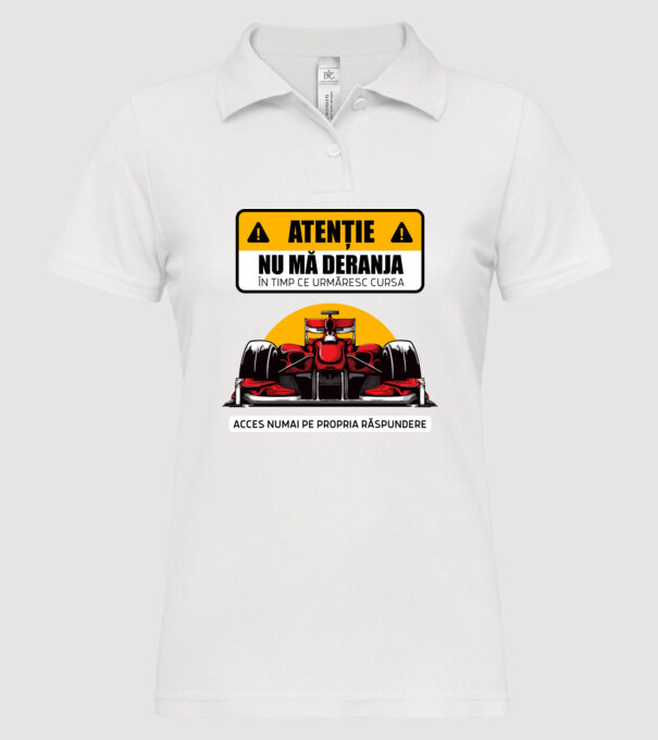 Atenție model alb pe tricou