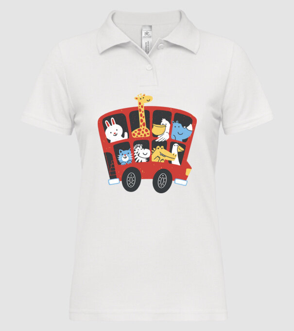 Autobuze model alb pe tricou