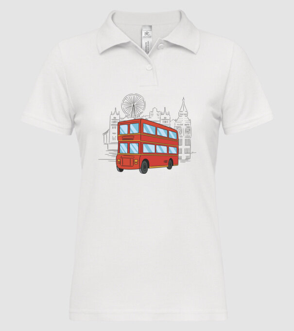 Autobuze model alb pe tricou