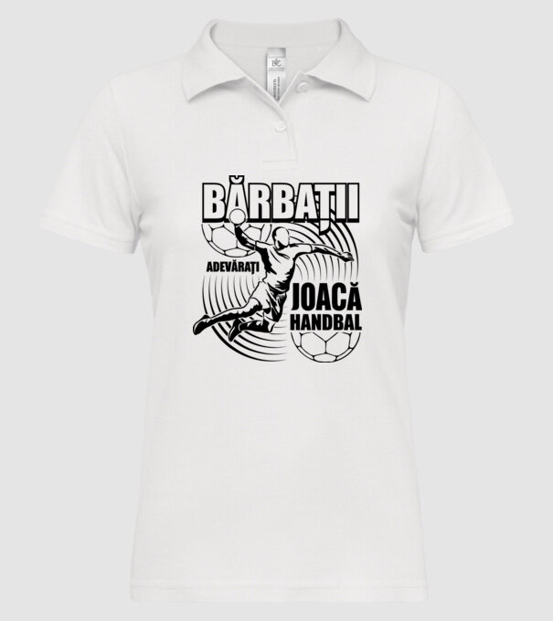 Bărbații adevărați joacă handbal model alb pe tricou