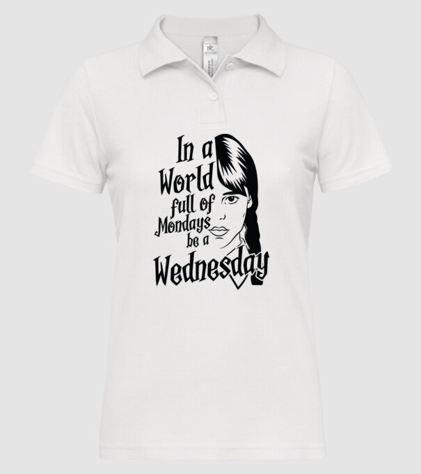 Be a Wednesday model alb pe tricou