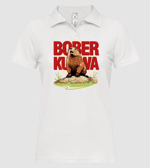 BOBER model alb pe tricou