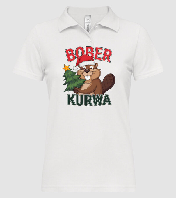 Bober kurwa Christmas model alb pe tricou