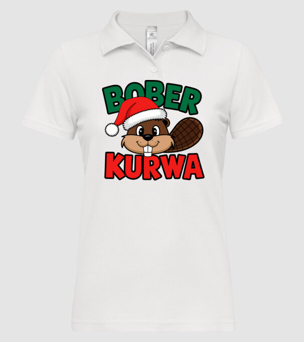 Bober kurwa xmas model alb pe tricou