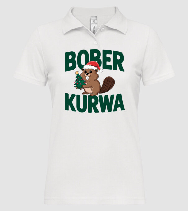 Bober kurwa xmas model alb pe tricou