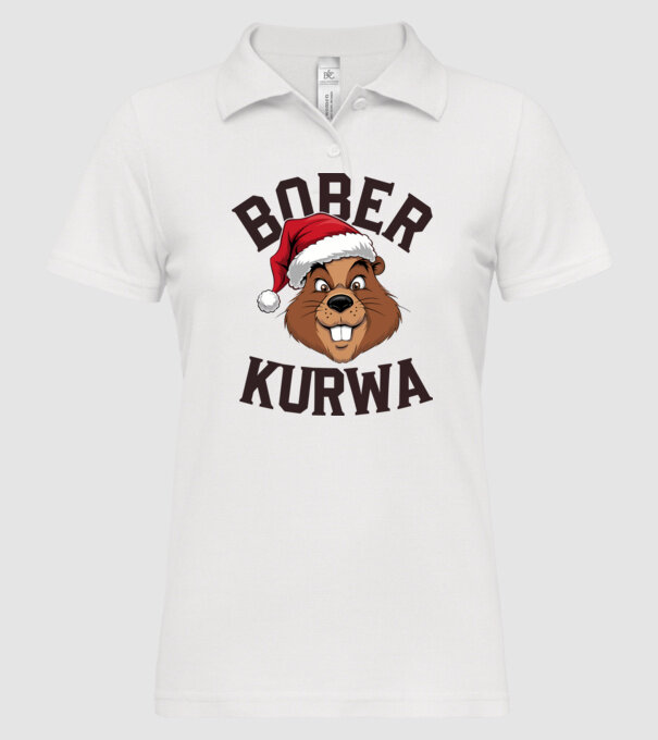 Bober kurwa xmas model alb pe tricou