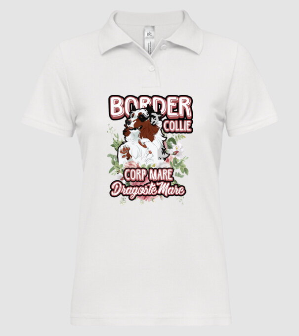 border collie - multă blană multă dragoste model alb pe tricou