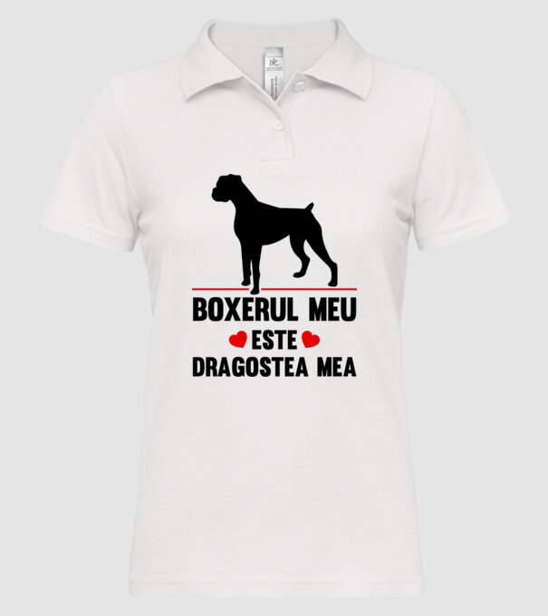 boxerul meu este dragostea mea model alb pe tricou