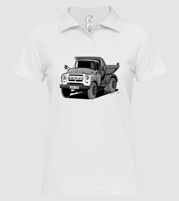 Camioane model alb pe tricou