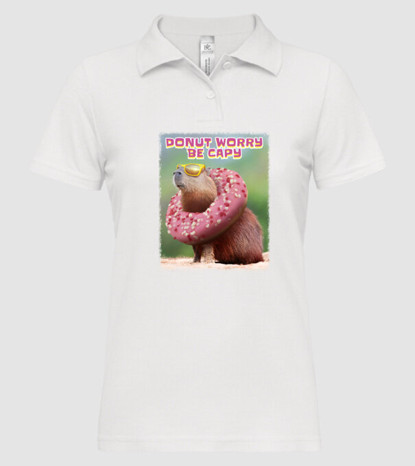 Capybara Donut worry be capy model alb pe tricou