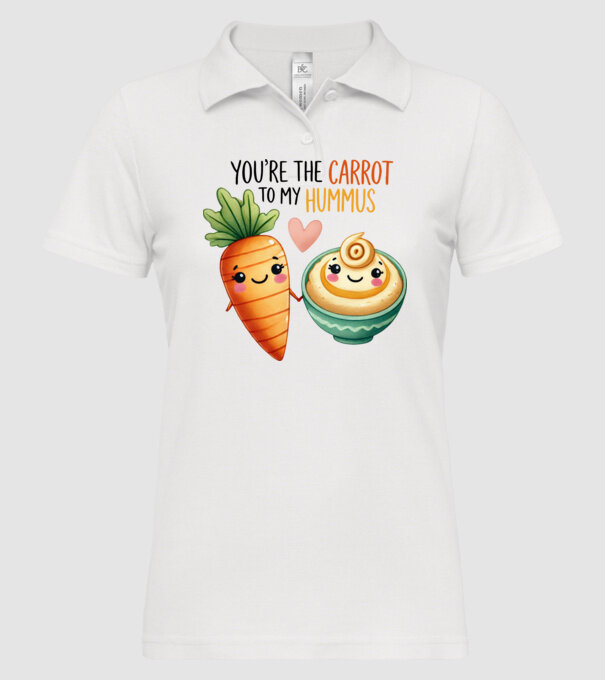 Carrot to my Hummus model alb pe tricou