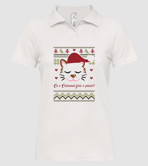 Ce e Crăciunul fără o pisică?! model alb pe tricou