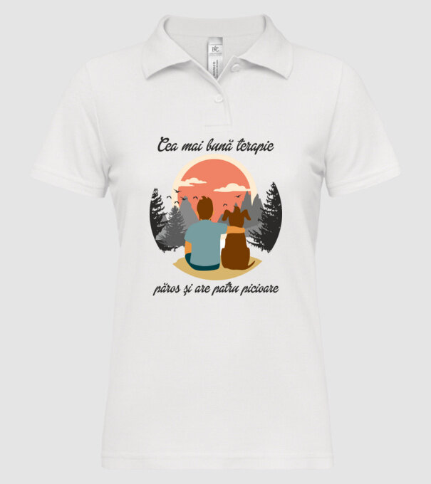 cea mai bună terapie - păros și are patru picioare model alb pe tricou