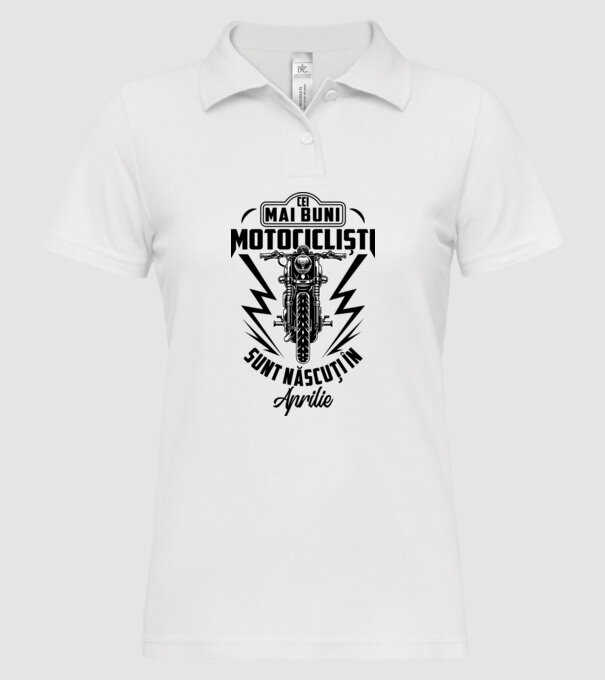 Cei mai buni motocicliști sunt născuți în Aprilie model alb pe tricou