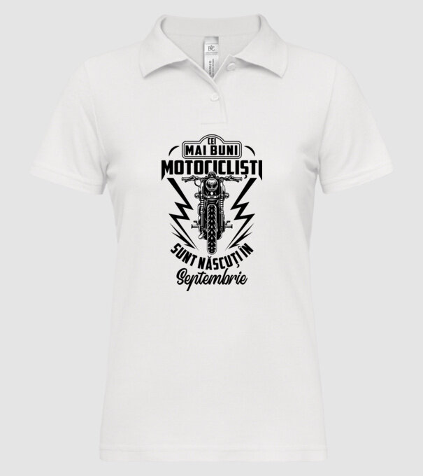 Cei mai buni motocicliști sunt născuți în Septembrie model alb pe tricou